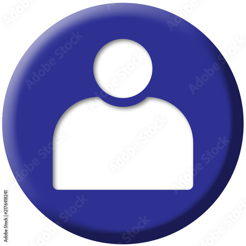 Blue User Avatar Circle 3D Button Profile Icon Vector Isolated