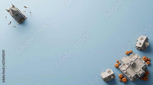 Seashells and starfish on a pale blue background still life