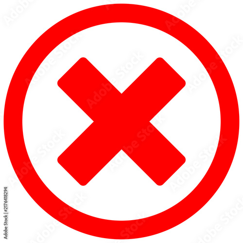 Red Cross Mark Icon in Circle Frame Vector Isolated