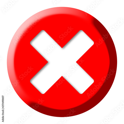 Red Round Cross Mark 3D Button Icon Vector Isolated