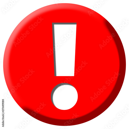 Red Exclamation Mark Circle 3D Button Icon Vector Isolated