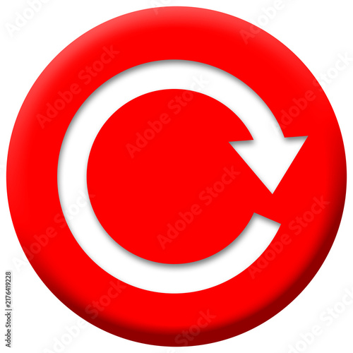 Red Refresh Arrow Circle 3D Reload Button Icon Vector Isolated