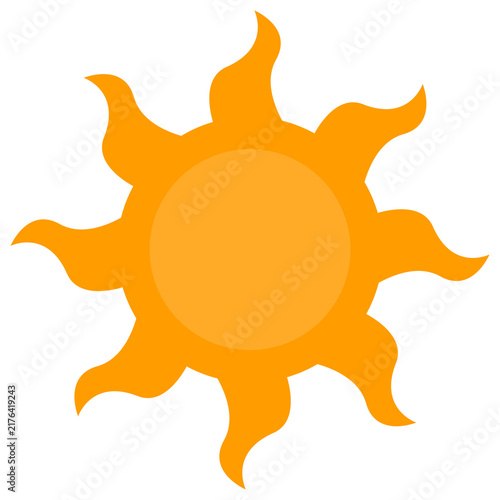 Yellow Sun Icon Wavy Rays Weather Symbol Vector Isolated