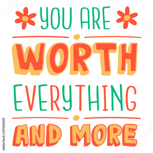 Картината върху платно You're worthy quote