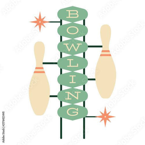 Quadro su tela Sign retro bowling