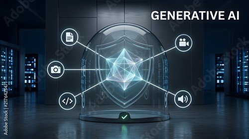 Obraz na płótnie Generative artificial intelligence network concept with digital connections and data flow