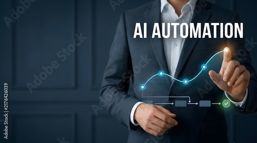 Obraz na płótnie Business professional interacting with artificial intelligence automation technology interface