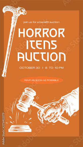 Obraz na plátne wicked halloween horror items auction editable instagram story template, ghostly