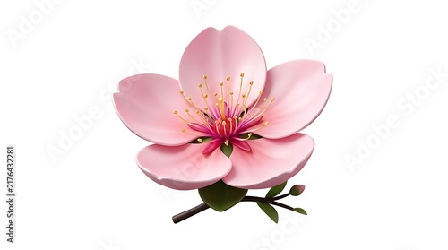 Modern 3D Japanese Cherry Blossom Sakura Flower Vector Icon