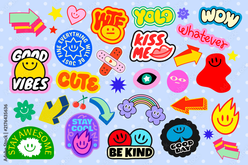 Naklejka premium Colorful playful stickers collection vector