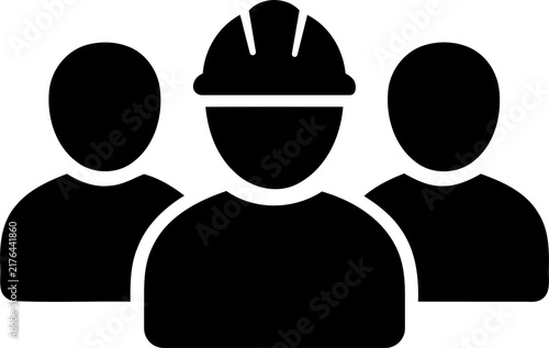 Obraz na płótnie Black icon of construction workers with hard hat isolated on transparent backgro