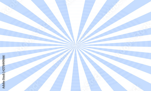 Soft pastel blue and white sunburst background, radiating rays pattern, geometric starburst effect for backdrop