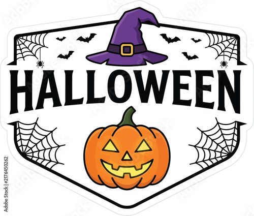 Halloween Witch and Pumpkin Line Art Illustration for Fall Decor