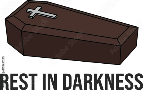 Vector Illustration of Coffin with Cross for Funeral or Memorial Design
