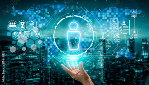 Obraz na plátně Digital hiring transforms recruitment with smart platforms, virtual talent search, and HR tools to manage today modern workforce