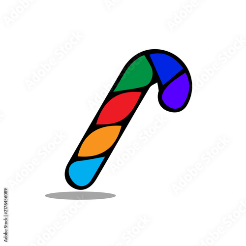 Colorful Candy Cane Icon with Striped Design