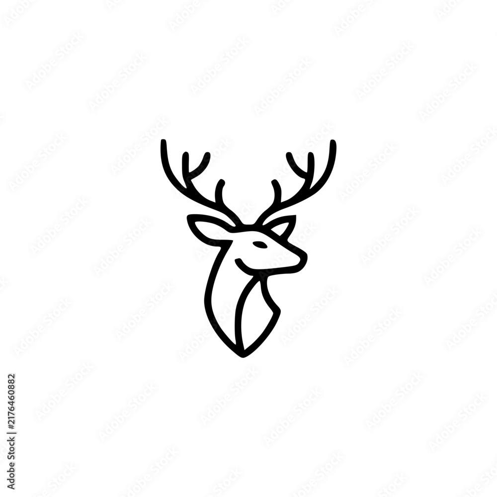 Naklejka premium Minimalist deer head icon isolated on transparent background