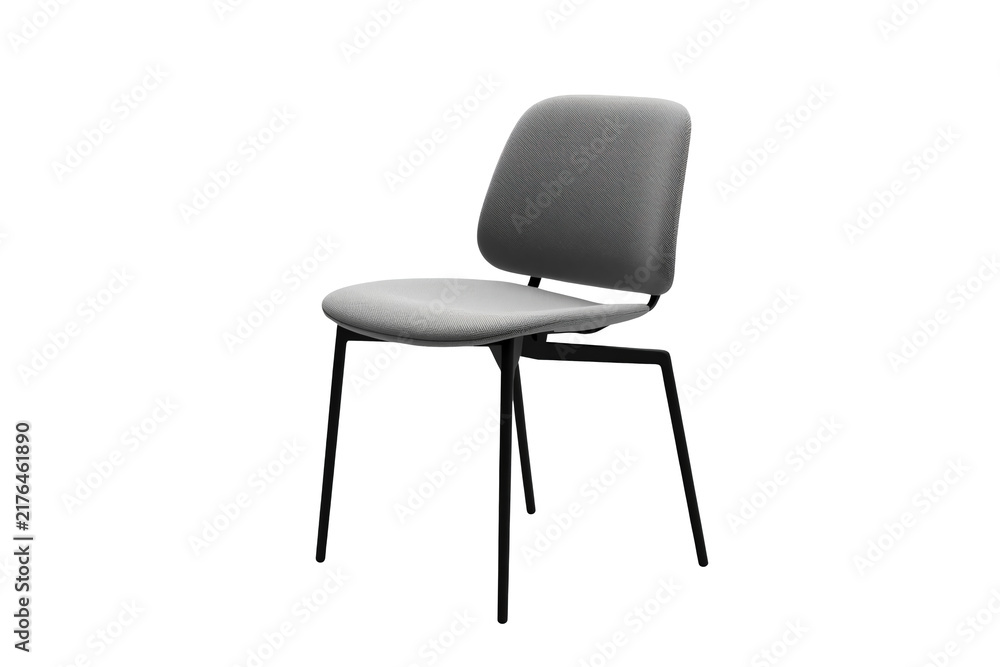 Obraz premium Beige upholstered dining chair with black legs