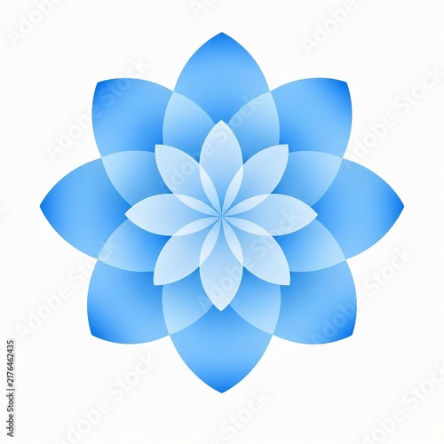Blue layered flower illustration with delicate petals