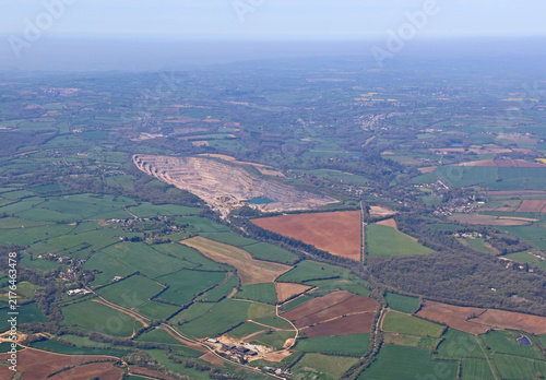 Aerial view of the fields and a quarry in Wiltshire	