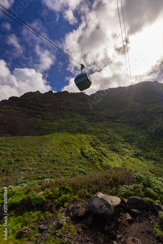 Cable Car Overlooking the Coastline, Achadas da Cruz, Madeira