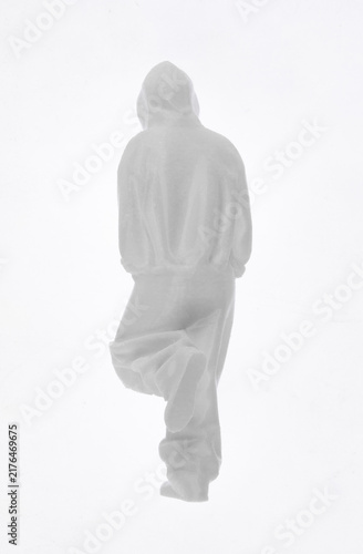 hacker in white clothes isolated on white background