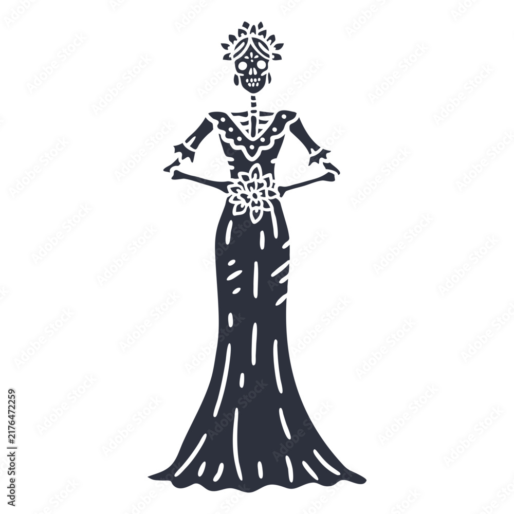 Obraz premium Skeleton bride in black