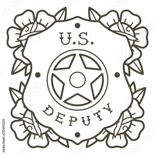 Obraz na plátně Wild west US deputy badge stroke