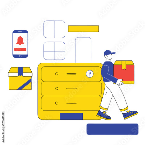 Furniture Moving and Home Relocation Service with Delivery Worker, Vector Illustration