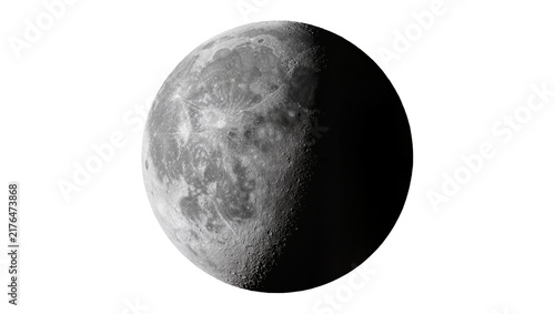 Foto Detailed lunar surface with craters and maria, isolated on transparent backgroun