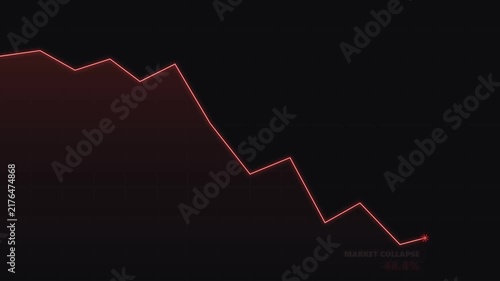Red Market Crash Line Graph Stock Motion Graphic