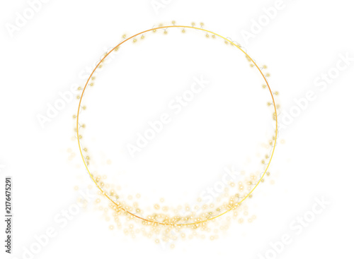 Gold frame png. Glitter circular frames light effects on transparent background. Digital Circle. Golden glowing fire ring.  Gold ring isolated cut out cutout 