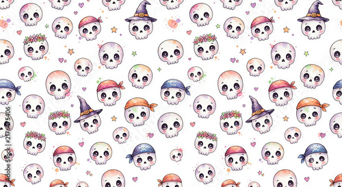 abstract seamless skull pattern on white background