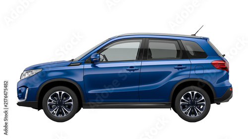 Obraz na płótnie Blue Suzuki Vitara SUV parked, isolated on transparent background