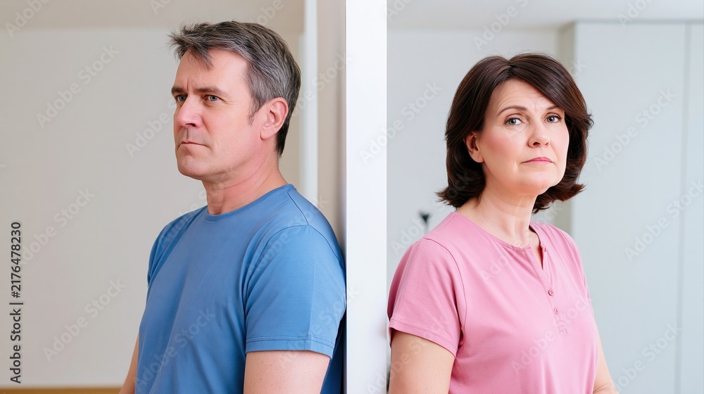 Fototapeta premium Angry couple arguing in modern home interior