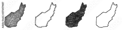 Bild auf Leinwand Sketch Pocahontas, West Virginia outline map design set