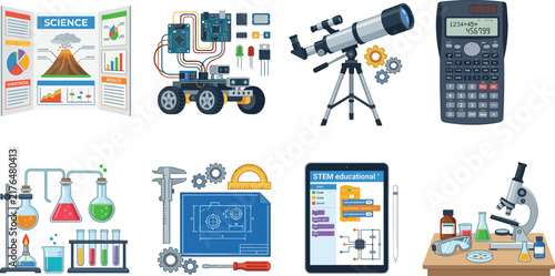 Science Technology and STEM Education Vector Illustration Collection