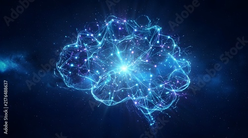 Glowing Artificial Intelligence Neural Network Concept