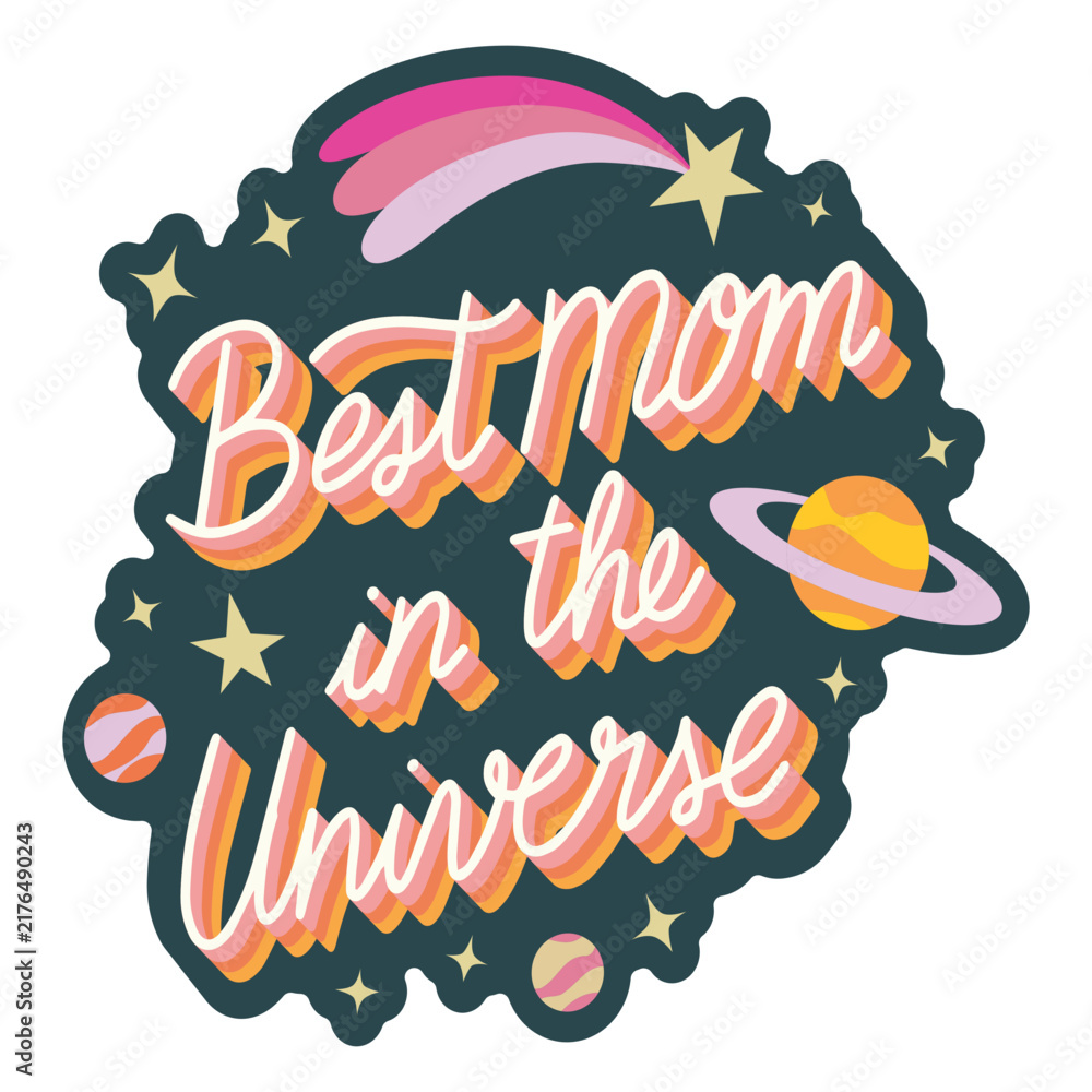Fototapeta premium Best mom Mother's Day quote lettering