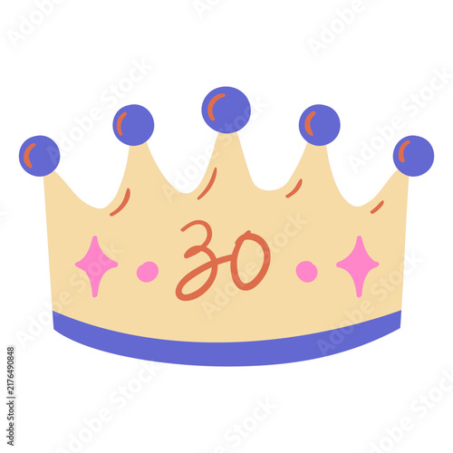 Картината върху платно Thirtieth birthday doodle crown