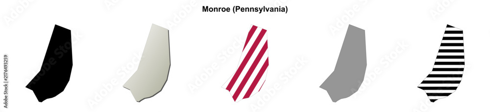 Fototapeta premium Monroe (Pennsylvania) blank outline map set
