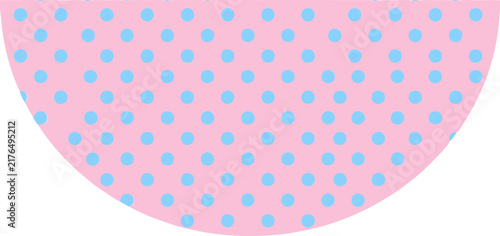 Fotografía Pastel pink semicircular background with blue polka dots, decorative half circle