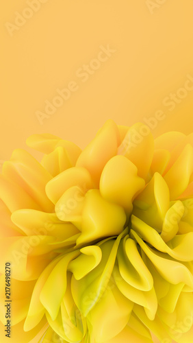 Elegant yellow 3D floral background with lush organic petal layers and soft lighting. Perfect for luxury phone wallpapers, creative backdrop graphics, and modern artistic projects.