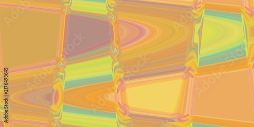 Abstract Geometric Colorful Background With Wavy Grid Pattern, Vibrant Orange Yellow Green And Pink Lines, Distorted Frames, Retro Futuristic Texture, Dynamic Optical Design, Modern Digital Art