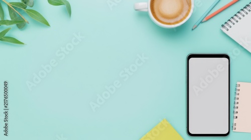 Quiet Daybreak Along the Content Planning Workflow: Smartphone Creating Content On Desk With Ring Light Coffee No â€“ Skyline Study 3