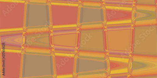 Ornate Geometric Abstract Background With Warm Orange Red Gold And Brown Tones Featuring Distorted Rectangular Panels And Intricate Decorative Borders For Vintage Textile Wallpaper And Modern Design