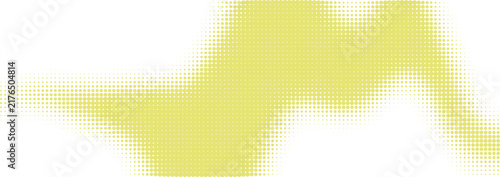 Abstract yellow wave shape with soft blurred edges and pixelated texture isolated on transparent background, Vector