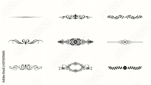 Set of vintage decorative dividers and ornaments isolated on white background