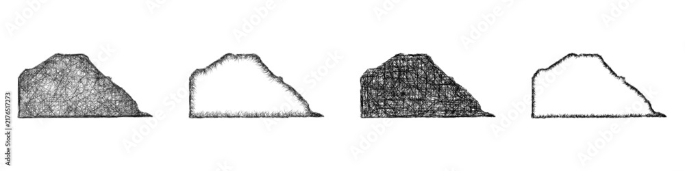 Fototapeta premium Black and white sketch Camp, Texas outline map design set