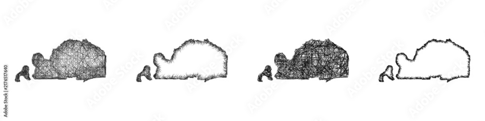 Fototapeta premium Sketch black and white Tipton, Tennessee outline map design set